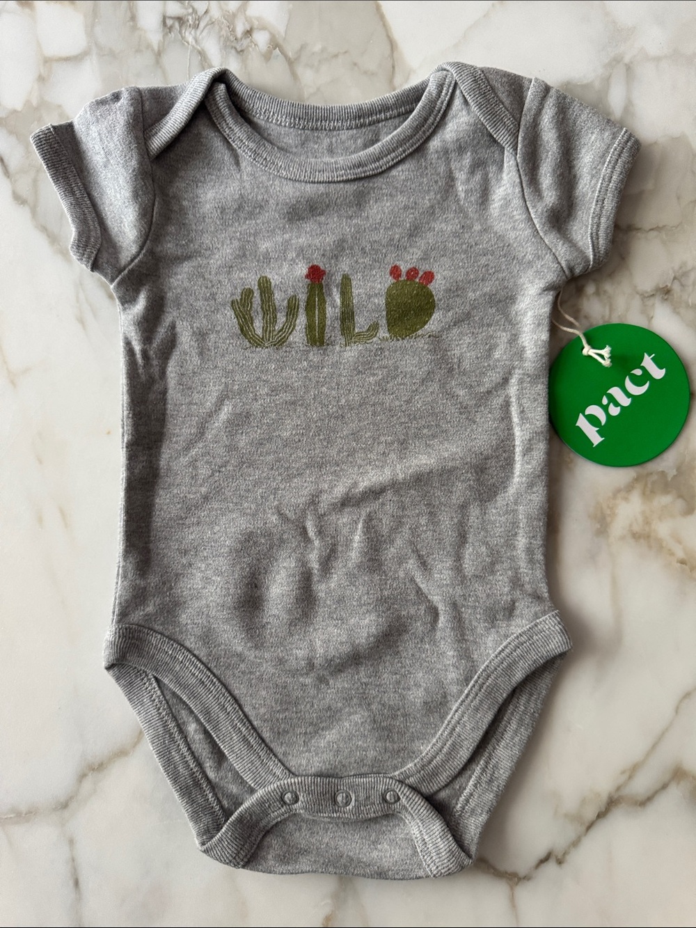 Pact Gray Onesie with Green and Red Cactus 'Wild' Graphic